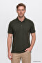 Men's Khaki 100% Cotton Non-Curling Pique Polo Collar Slim Fit Slim Fit T-Shirt