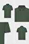 Men's Khaki 100% Cotton Non-Curling Pique Polo Collar Slim Fit Slim Fit T-Shirt - 7