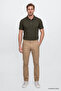 Men's Camel Non-Wrinkle Slim Fit Slim Cut 5-Pocket Cotton Canvas Flexible Casual Trousers - 2