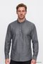 Men's Gri-Gri 100% Cotton Slim Fit Concealed Button Collar Herringbone Patterned Shirt - 3