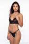 Black Lace Ribbon/Bow Capless Strap Knitted Underwear Set Thmaw25Cc00022 - 2