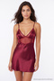 Bordo Tül/Mesh ve Sırt Detaylı Kapsız Askılı Saten Babydoll/Fantezi Gecelik THMAW26CY00005 - 2