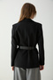 Black Self-Belted Blazer Jacket Twoss26Bc00040 - 2