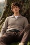 Men's Standard Fit Regular Cut Polo Collar Brown Sweater - 3