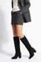 120 Black Suede Bellows Women's Boots, Pack of Block Heel - 3