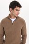 Men's Slim Fit slim fit zippered dark mink Mock Neck knitwear sweater