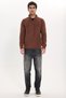 Men's Slim Fit Zippered Brown Stand Collar Knitwear Sweater - 2