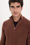 Men's Slim Fit Zippered Brown Stand Collar Knitwear Sweater - 8