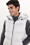 Men's Standard Fit Regular Cut Zero Sleeve Hooded Stone Color Padded Puffer Vest - 7