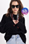 Women's Oversized wide cut crew neck black sweater
