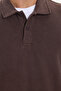 Men's Regular Fit Classic Cut Thessaloniki Fabric Brown Polo Collar Sweatshirt - 3