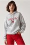 3 İplik Şardonlu Yarım Fermuarlı Yazı Baskılı Sweatshirt Gri