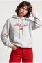 3 İplik Şardonlu Yarım Fermuarlı Yazı Baskılı Sweatshirt Gri - 2