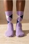 Plaid Patterned Cotton Women's Socket Socks Purple - 2