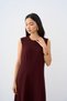 Women's Zero Sleeve Front Grass Detail Undergarment Dress Burgundy - 7