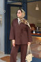 Women's Side Tie Suit Brown - 4