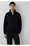 Black Basic Sweatshirt with Half Zipper 0S20027-900