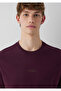 Logo Printed Claret Red Basic Interlock T-Shirt Loose Fit / Comfortable Cut 0613102-70434 - 7