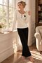 Embroidered Black Cotton Pajama Set with Heart Detail - 3