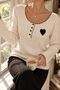Embroidered Black Cotton Pajama Set with Heart Detail - 2