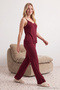 Bordo Dantelli ve Kurdele/Fiyonk Detaylı İp Askılı Viskon Örme Pijama Takımı THMSS20PT0134 - 3