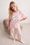 Pembe %100 Pamuklu Çiçekli Örme Pijama Takımı THMSS25PT00061 - 3