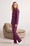 Soft Feel and Brushed Claret Red Plaid Pajamas Set - Sleep Band Thmaw24pt00100 - 4