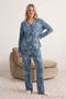 Women's Blue Galaxy Patterned Viscose Woven Pajamas Set Thmaw25Pt00170