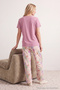 Dried Rose 100% Cotton Floral Slogan Knit Pajama Set THMSS25PT00378 - 4