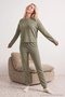 Yeşil Waffle Kumaş Örme Pijama Takımı THMAW23PT00021 - 3