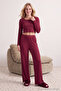 Bordo Viskon Örme Pijama Takımı TWOAW21AU0034 - 2