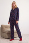 Navy Blue Polka Dot Christmas Themed Viscose Woven Pajama Set Thmaw25Pt00168