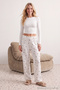 Black-White 2-Pack Heart Fleece Winter Knitted Pajama Bottoms Thmaw25Pj00004 - 2