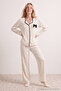 Ecru Ribbon/Bow and Piping Detailed Viscose Woven Pajama Set Thmaw26Pt00007