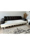 Tasseled Shawl Model Sofa Cover Ecru 100X230 |   100% Cotton Knitted, Non-Slip, Decorative Home Textile