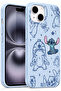 iPhone 13/14/15 Case Stitch Patterned Baby Blue Velvety Soft Touch Silicone Phone Case |   Camera Protected, Shock-Absorbing Premium Cover