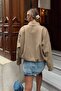 Khaki Polo Collar Women's Bomber Jacket with Zipper and Placket Detail - 5