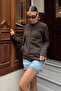 Brown Coated Buttoned Crew Neck Ribbed Women's Knitwear Cardigan - 4