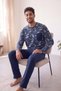 Smoked Camouflage Patterned Stylish Men's Long Sleeve Pajama Set - 2