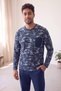 Smoked Camouflage Patterned Stylish Men's Long Sleeve Pajama Set - 4