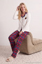 Ecru 100% Cotton Checkered Cat Printed Knit Pajama Set THMAW26PT00153