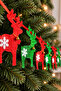 6 Pieces Red Green Christmas Tree Reindeers 2 Meters Glittery Eva New Year Reindeer with Bells Snowflake - 2