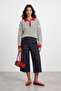 Zippered Front Striped Sweater