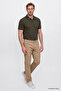 Men's Camel Non-Wrinkle Slim Fit Slim Cut 5-Pocket Cotton Canvas Flexible Casual Trousers - 3