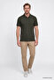 Men's Khaki 100% Cotton Non-Curling Pique Polo Collar Slim Fit Slim Fit T-Shirt - 2