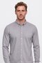 Men's Gray Breathable Flexible Cotton Tailored Slim Fit Button-Down Collar Knitted Shirt - 5