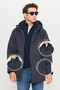 Men's Navy Blue Cold Proof Warm Coat Regular Fit Hooded Mock Neck Side Pockets - 2