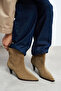 Yang Rome Beige Genuine Suede Pointed Toe Cone Heel Women's Ankle Boots - 3
