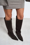 Ravena Bitter Brown Genuine Suede Leather Pointed Toe Kitten Heel Women's Boots - 3