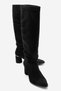 120 Black Suede Bellows Women's Boots, Pack of Block Heel
